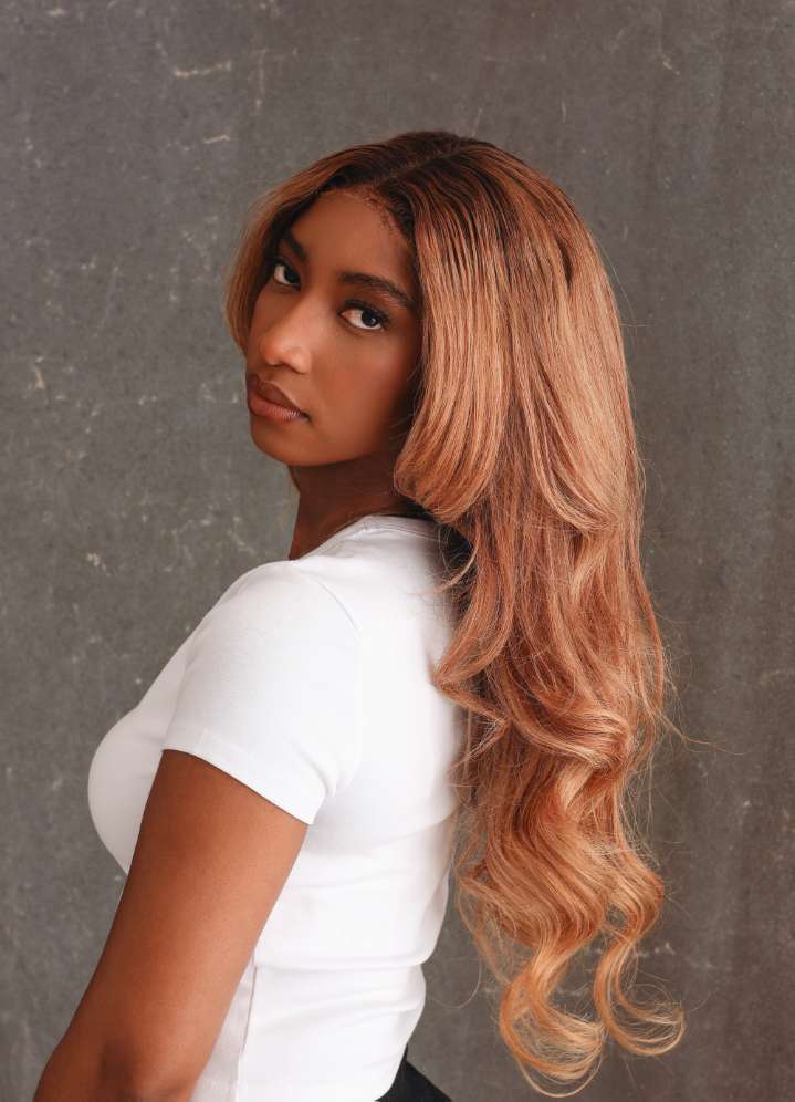 22 inch Honey blonde wig with soft layers, Brazilian Raw human hair